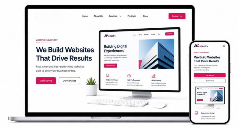 Website development project on screen