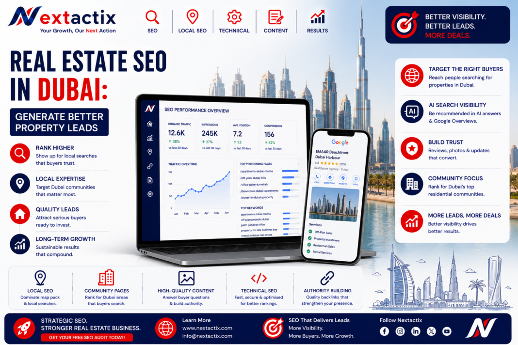 dashboard for real estate seo in dubai